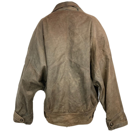 VTG‎ Express Jacket Womens Small 1980s Brown Leather Oversize Moto Pockets - Picture 4 of 9